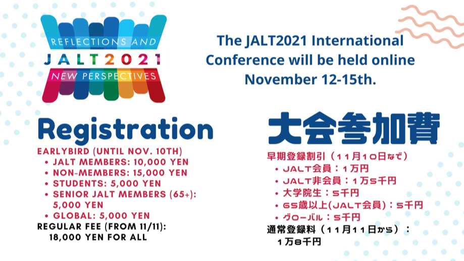 JALT registration fees. Click the link for a text version